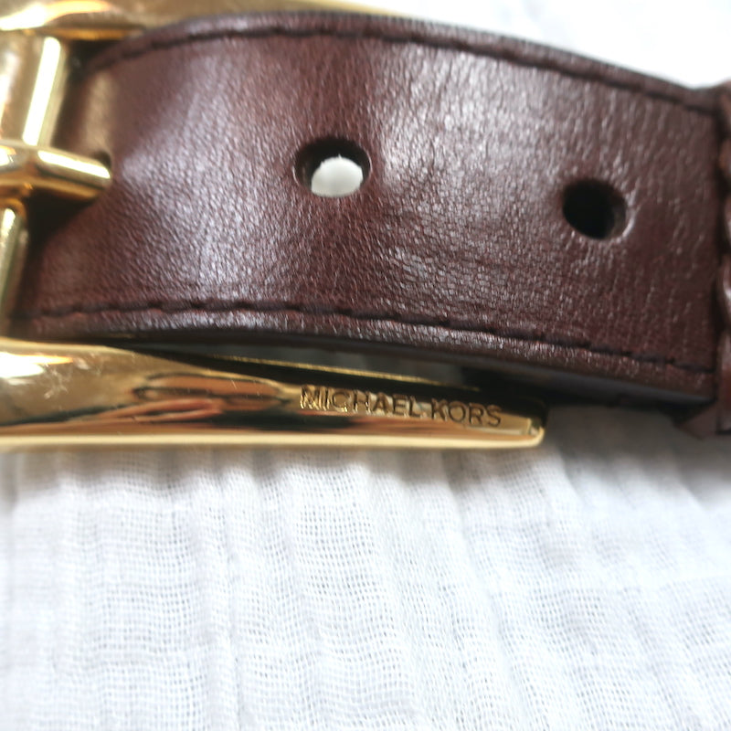 Michael Kors Belt Brown Studded &amp; Braided Leather Size Small