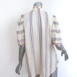 Alix of Bohemia Winnie Shirt Cream Striped Basket Weave Cotton Size Small