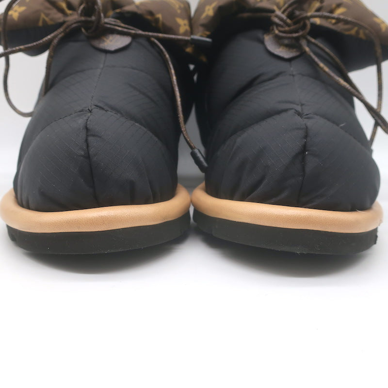 Louis Vuitton Pillow Comfort Ankle Boots Black &amp; Brown Monogram Nylon Size 38