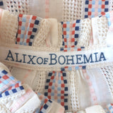 Alix of Bohemia Winnie Shirt Cream Striped Basket Weave Cotton Size Small
