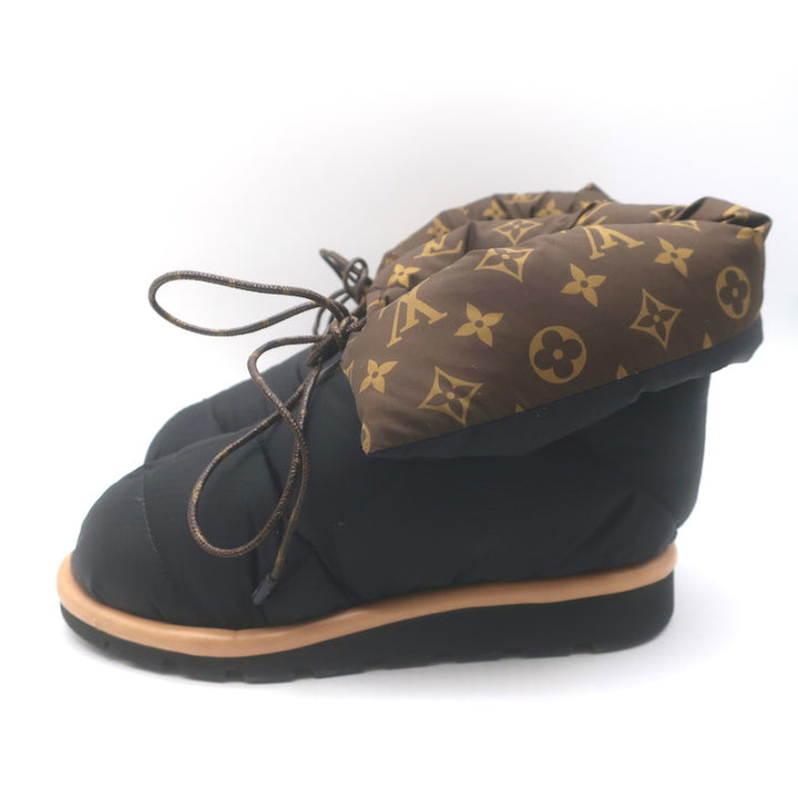 Louis Vuitton Pillow Comfort Ankle Boots Black &amp; Brown Monogram Nylon Size 38