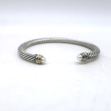 David Yurman Classic Cable 4mm Sterling Silver Bracelet with 14k Gold and Pearls