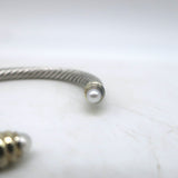 David Yurman Classic Cable 4mm Sterling Silver Bracelet with 14k Gold and Pearls