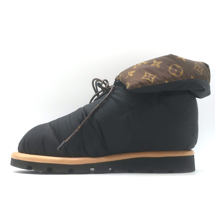 Louis Vuitton Pillow Comfort Ankle Boots Black &amp; Brown Monogram Nylon Size 38