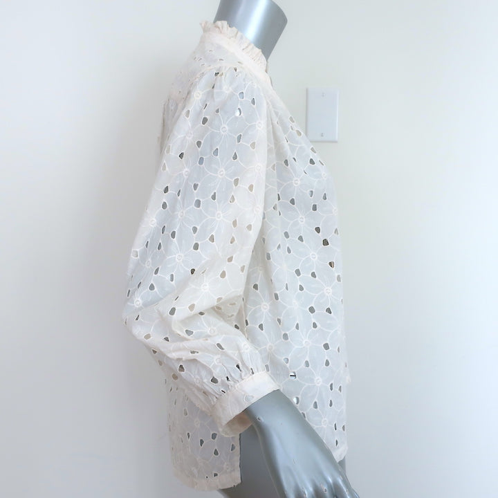 Trovata Birds of Paradis Quincy Blouse Light Pink Daisy Eyelet Size Extra Small