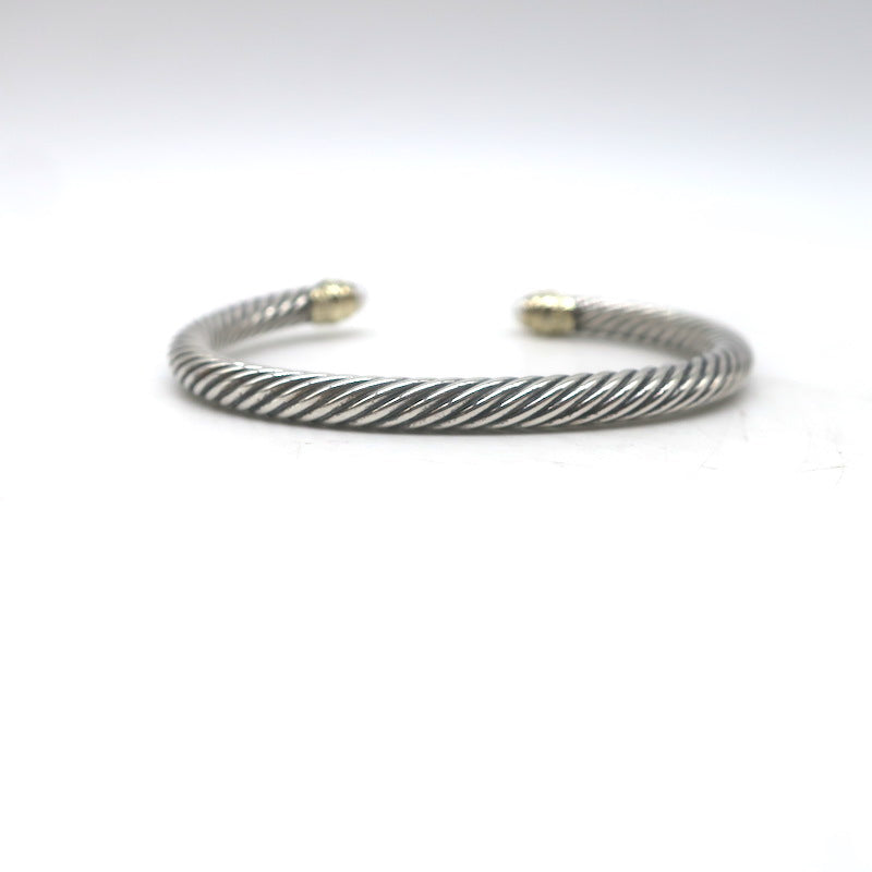 David Yurman Classic Cable 4mm Sterling Silver Bracelet with 14k Gold and Pearls