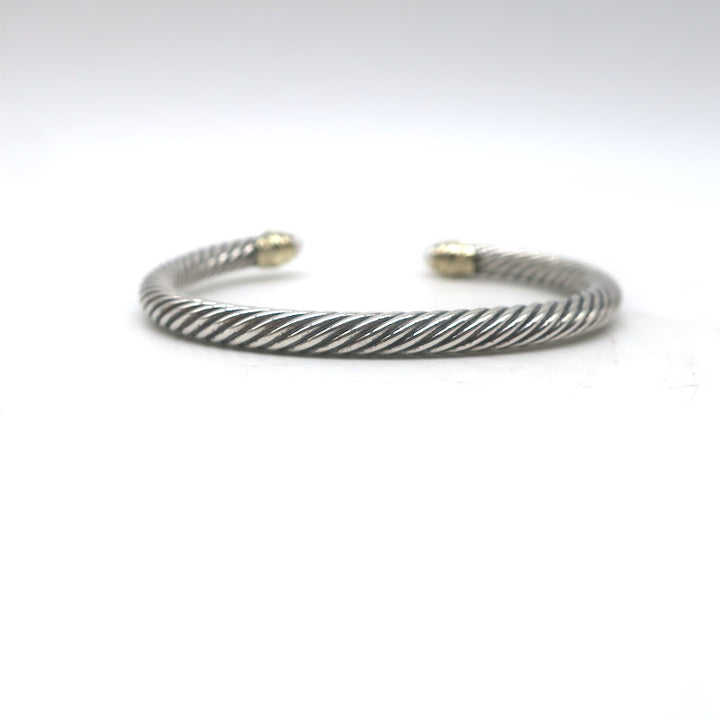 David Yurman Classic Cable 4mm Sterling Silver Bracelet with 14k Gold and Pearls