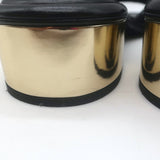 Chanel 23K CC Gold-Heel Slide Sandals Black Leather Size 37