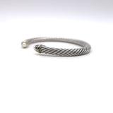 David Yurman Classic Cable 4mm Sterling Silver Bracelet with 14k Gold and Pearls