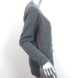 Marni Tipped Cashmere Cardigan Gray/Red Size 40 V-Neck Sweater NEW
