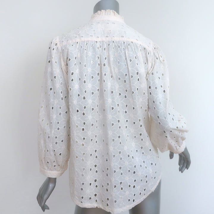Trovata Birds of Paradis Quincy Blouse Light Pink Daisy Eyelet Size Extra Small