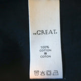 THE GREAT Peasant Top Black Embroidered Cotton Size 2 Short Sleeve Blouse