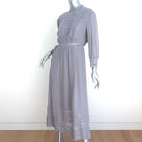 Burberry Midi Dress Gray Lace-Trimmed Crinkled Silk Size US 6