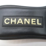 Chanel 23K CC Gold-Heel Slide Sandals Black Leather Size 37