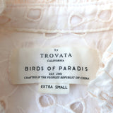 Trovata Birds of Paradis Quincy Blouse Light Pink Daisy Eyelet Size Extra Small