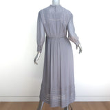 Burberry Midi Dress Gray Lace-Trimmed Crinkled Silk Size US 6
