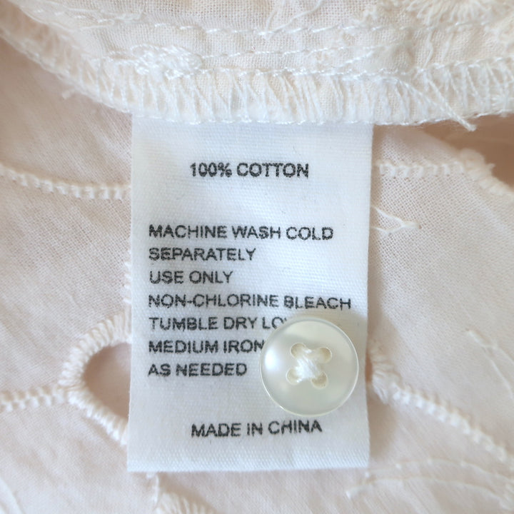 Trovata Birds of Paradis Quincy Blouse Light Pink Daisy Eyelet Size Extra Small