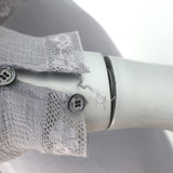 Burberry Midi Dress Gray Lace-Trimmed Crinkled Silk Size US 6