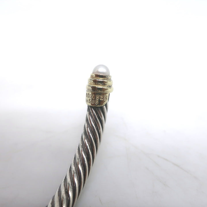David Yurman Classic Cable 4mm Sterling Silver Bracelet with 14k Gold and Pearls