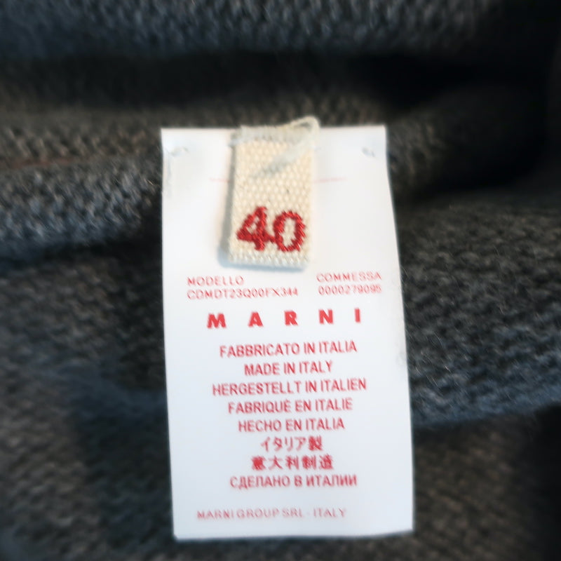 Marni Tipped Cashmere Cardigan Gray/Red Size 40 V-Neck Sweater NEW