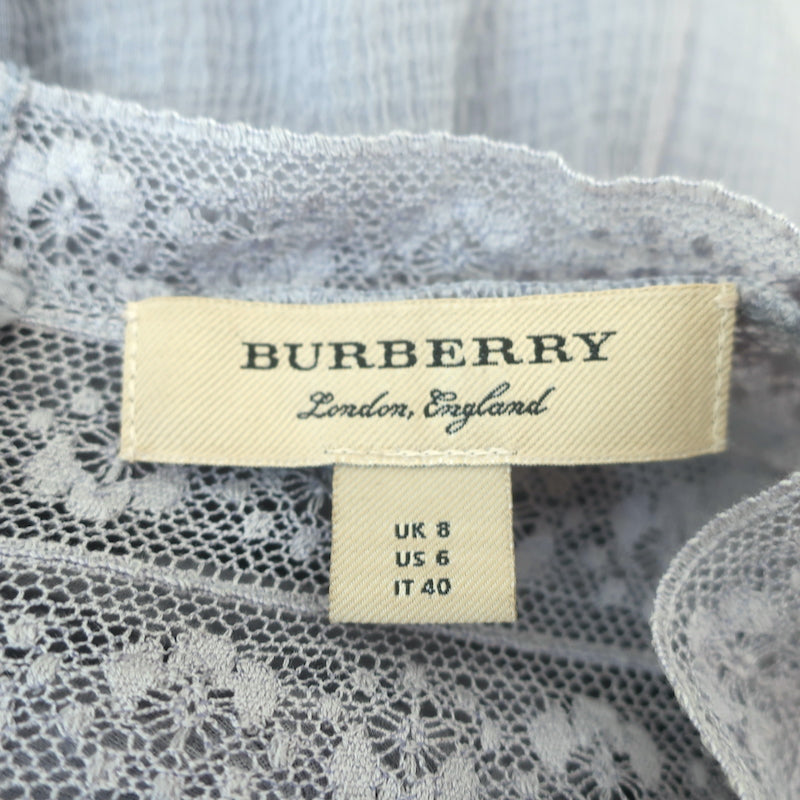 Burberry Midi Dress Gray Lace-Trimmed Crinkled Silk Size US 6