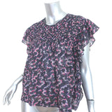 Isabel Marant Etoile Blouse Ilayona Printed Cotton Size 36 Flutter Sleeve Top