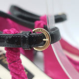 Chanel CC Patent Cap Toe Corduroy Mary Jane Pumps Fuchsia & Black Size 37.5 NEW