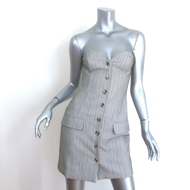 Showpo Maryanne Strapless Mini Dress &amp; Blazer Set Gray Pinstripe Size US 2 NEW