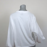 G. Label by goop Poet Sleeve Top White Cotton Jersey Size Medium Long Sleeve Tee