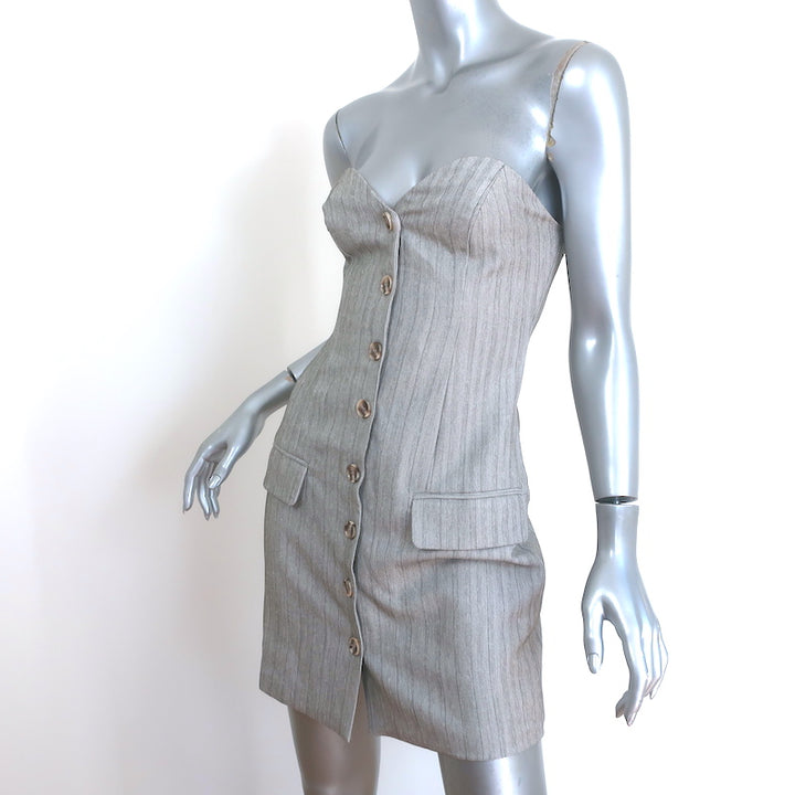 Showpo Maryanne Strapless Mini Dress &amp; Blazer Set Gray Pinstripe Size US 2 NEW