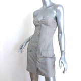 Showpo Maryanne Strapless Mini Dress & Blazer Set Gray Pinstripe Size US 2 NEW