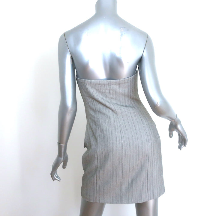 Showpo Maryanne Strapless Mini Dress &amp; Blazer Set Gray Pinstripe Size US 2 NEW