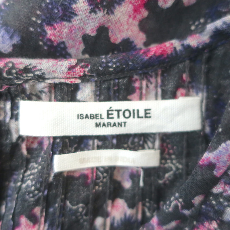 Isabel Marant Etoile Blouse Ilayona Printed Cotton Size 36 Flutter Sleeve Top