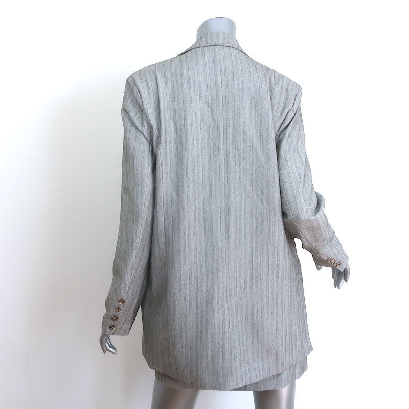 Showpo Maryanne Strapless Mini Dress &amp; Blazer Set Gray Pinstripe Size US 2 NEW