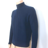 Michael Kors Zip-Up Sweater Jacket Navy Wool-Blend Honeycomb Knit Size Small NEW