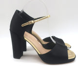 Christian Dior Illusion Sandals Black Satin & Gold Leather Size 37.5 NEW