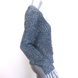 Loewe chain-embellished distressed knit sweater in blue melange, hemp-linen blend — pre-owned, authentic luxury, size S