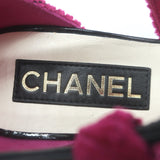 Chanel CC Patent Cap Toe Corduroy Mary Jane Pumps Fuchsia & Black Size 37.5 NEW