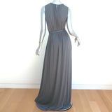Bottega Veneta Belted Gown Gray Silk Jersey Size 40 Sleeveless Maxi Dress