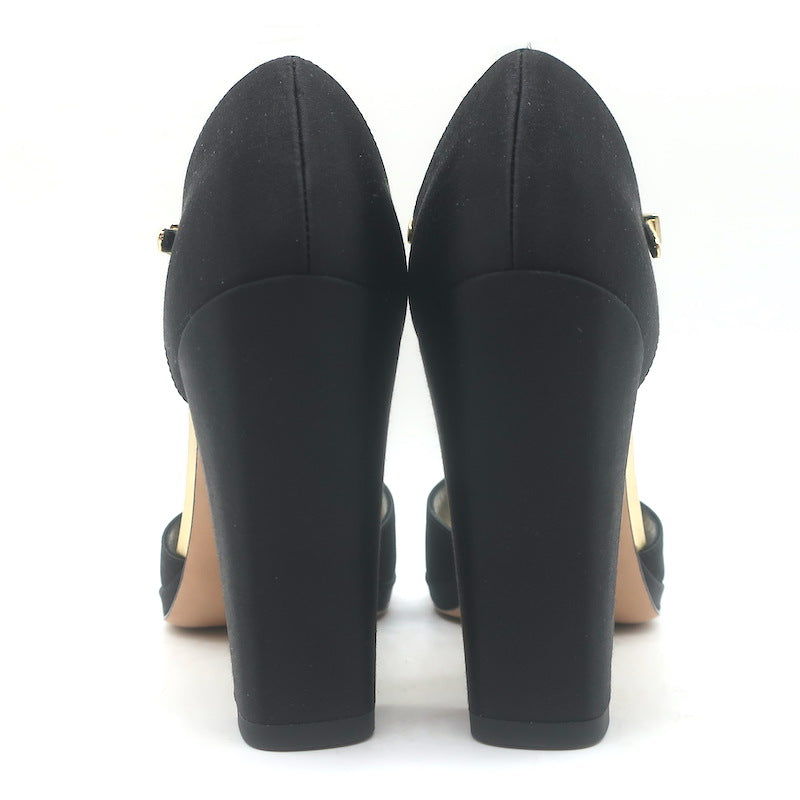 Christian Dior Illusion Sandals Black Satin &amp; Gold Leather Size 37.5 NEW