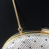 Judith Leiber Polka Dot Swarovski Crystal Round Minaudiere Clutch Silver/Gold