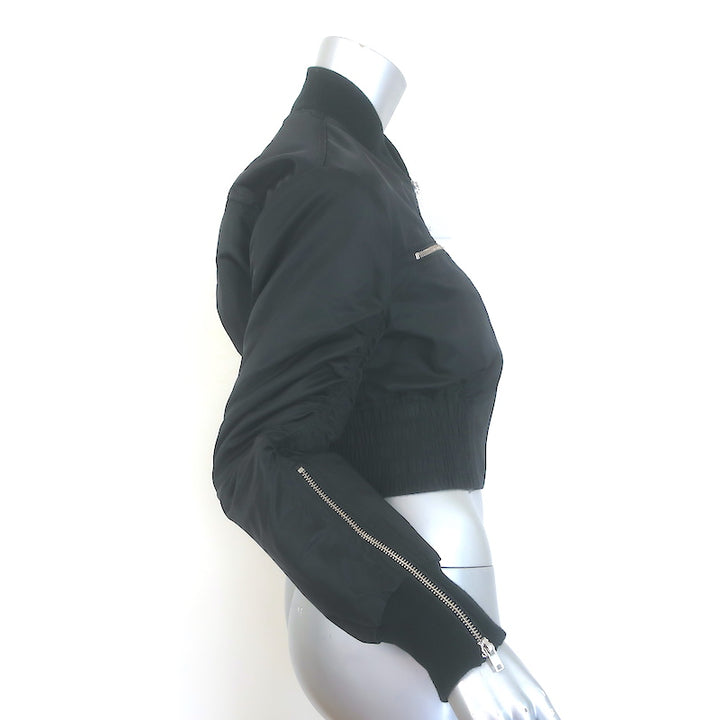IRO Arley Cropped Ruched Bomber Jacket Black Size 34