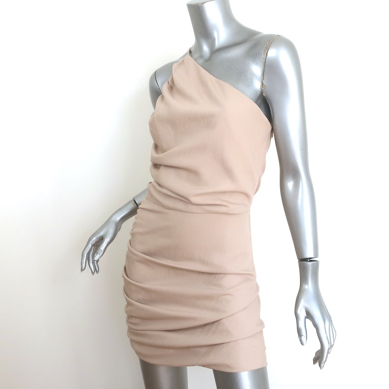 The Sei Ruched One-Shoulder Mini Dress Beige Size 4
