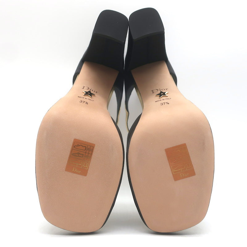 Christian Dior Illusion Sandals Black Satin &amp; Gold Leather Size 37.5 NEW
