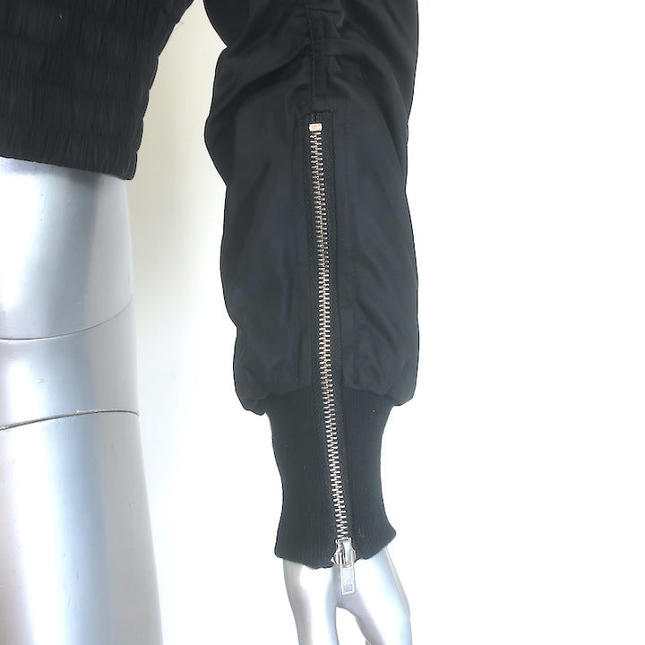 IRO Arley Cropped Ruched Bomber Jacket Black Size 34