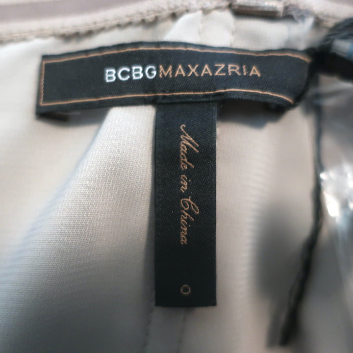BCBGMAXAZRIA Mini Dress Jacquier Hazelnut Satin &amp; Tiered Tulle Size 0 NEW