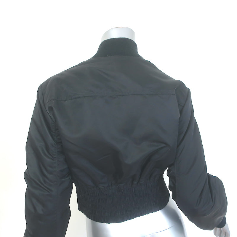 IRO Arley Cropped Ruched Bomber Jacket Black Size 34