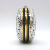 Judith Leiber Polka Dot Swarovski Crystal Round Minaudiere Clutch Silver/Gold