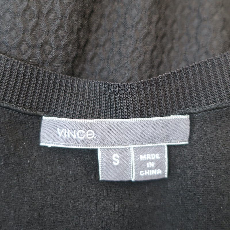Vince Sleeveless Blouson Maxi Dress Black Silk Jacquard Size Small
