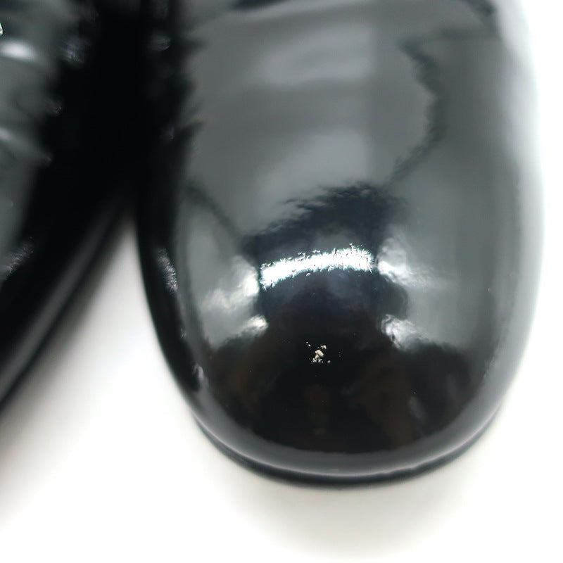 Chanel CC Smoking Slippers Black Patent Leather Size 38.5 Slip-On Loafers
